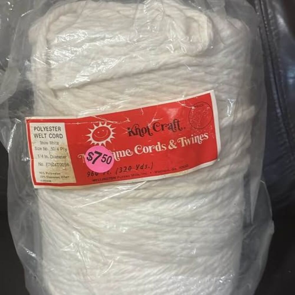 New 320 yds Knot Craft Polyester Welt Cord 1/4 In. Diameter 320 Yds.
